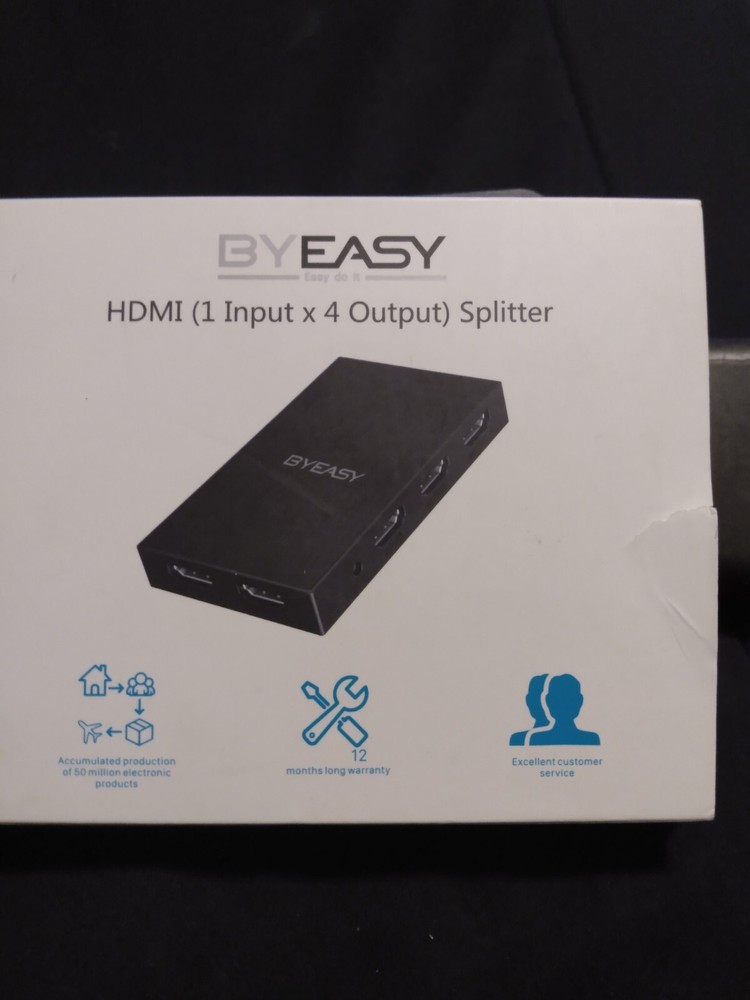 BYEASY 4K 1080P HDMI Splitter 1 in 4 Out for Four Monitors Duplicate/Mirror Only