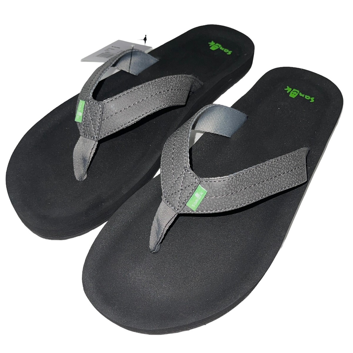 Sanuk Flip Flops Mens Black Gray Contoured Comfort Sandals  display picture 1