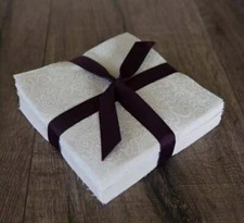 102 White On Natural pre-cut charm pack 5" squares 100% cotton fabric quilt
