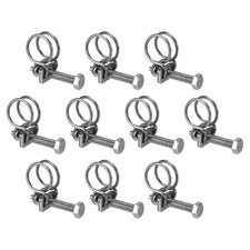 10Pcs Double Wire Hose Clamp, 13-16mm Adjustable Hose Clip with M6 Bolt