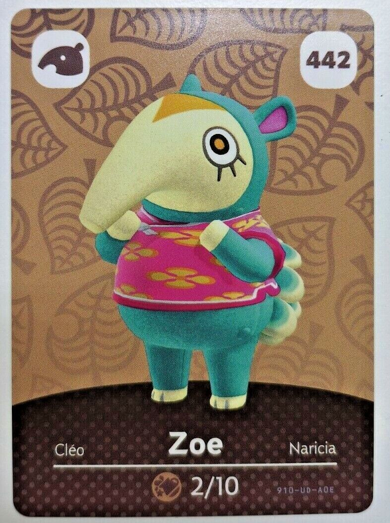 442 Zoe Animal Crossing New Horizons Amiibo Card Series 5 AUTHENTIC