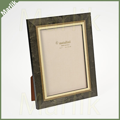 Natalini Cornice Portafoto Intarsiata In Legno Tulipier - Made In Italy - Misura Foto 13x18 Cm - Finitura Lucida E Vetro Molato - Studio Grigio - 2