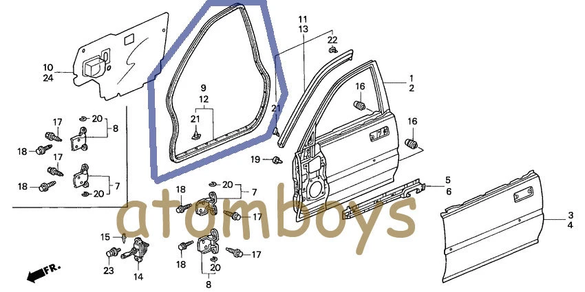 GENUINO HONDA CIVIC SEDÁN 4 PUERTAS EJ6 EJ EJ9 SELLO GOMA RESISTENTE AL CLIMA EX DX LX Foto 2 de 4