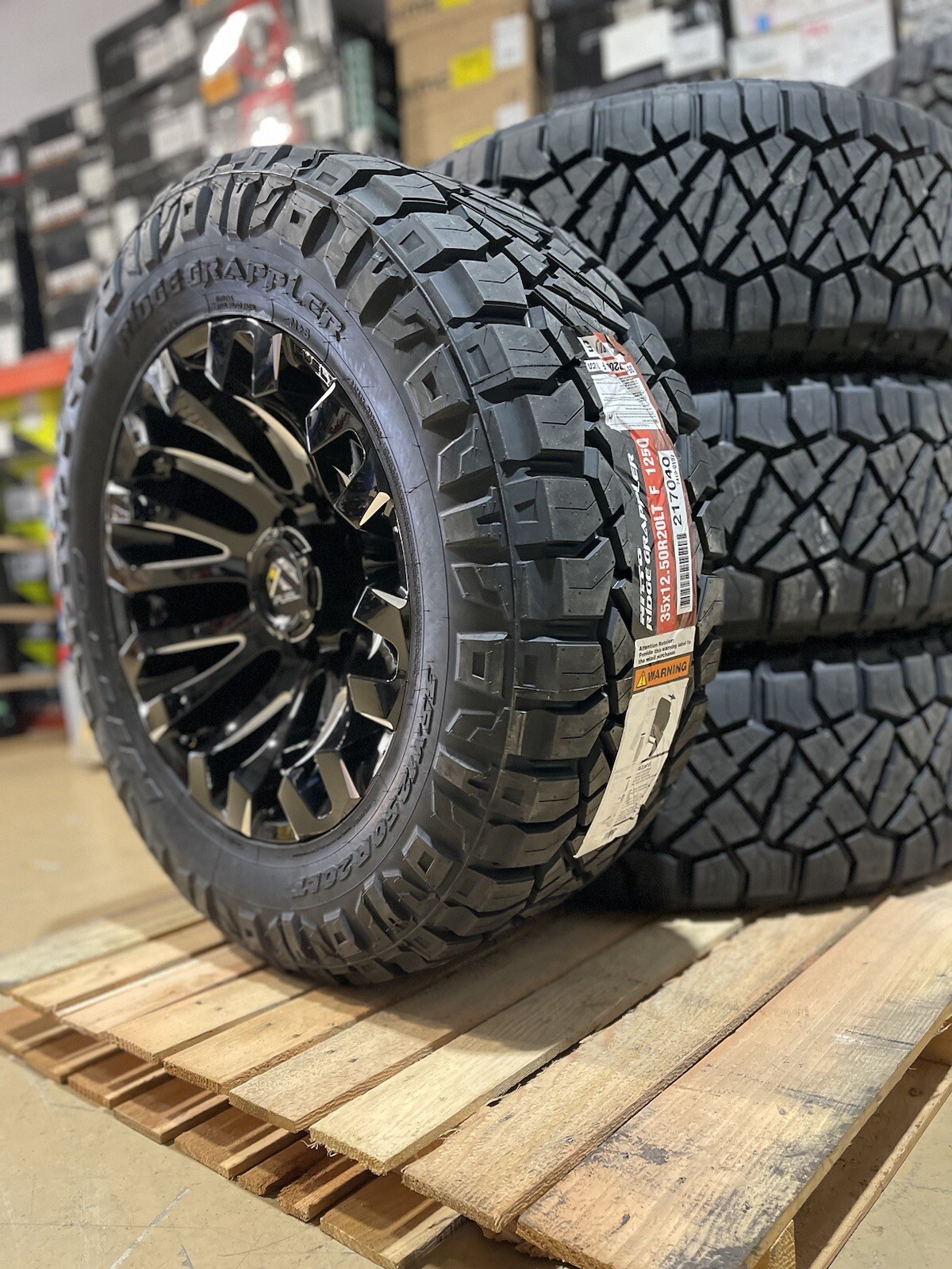 20x10 Fuel Quake D828 Black Wheels 35" Nitto AT Tires 8x170 Ford Super