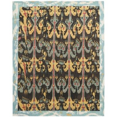 SAFAVIEH Ikat IKT221A Handmade Charcoal / Blue Rug
