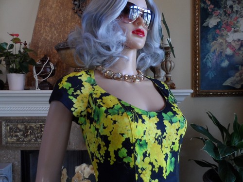 Blumarine Black w/Yellow Floral Print A Line Sheath Dress Size IT 44- US 8 - Picture 11 of 22