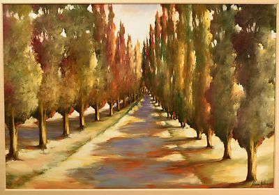 Stunning Oil Painting Tall Impressionistic Trees By Alexa Kelemen Large Ebay
