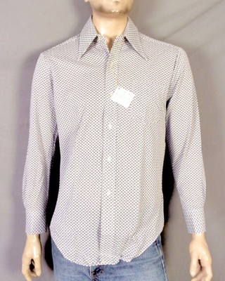 vintage 60s 70s NWT NOS Zayre MINT Triacetate Nylon Disco Shirt OP ART BLUR sz M