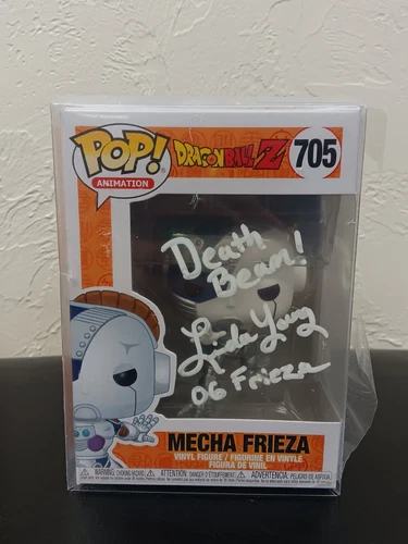 Funko Pop LINDA YOUNG FIRMADO E INSCRITO! Figura de vinilo Mecha Freezer Jsa certificado de autenticidad