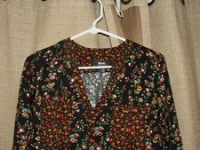 MAEVE ANTHROPOLOGIE Sz 0 Black Floral Dress Lyocell Long Sleeved Excellent
