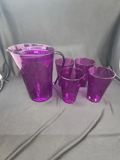 Tupperware Ice Prisms Pitcher And Glasses Set Purple Or Aqua