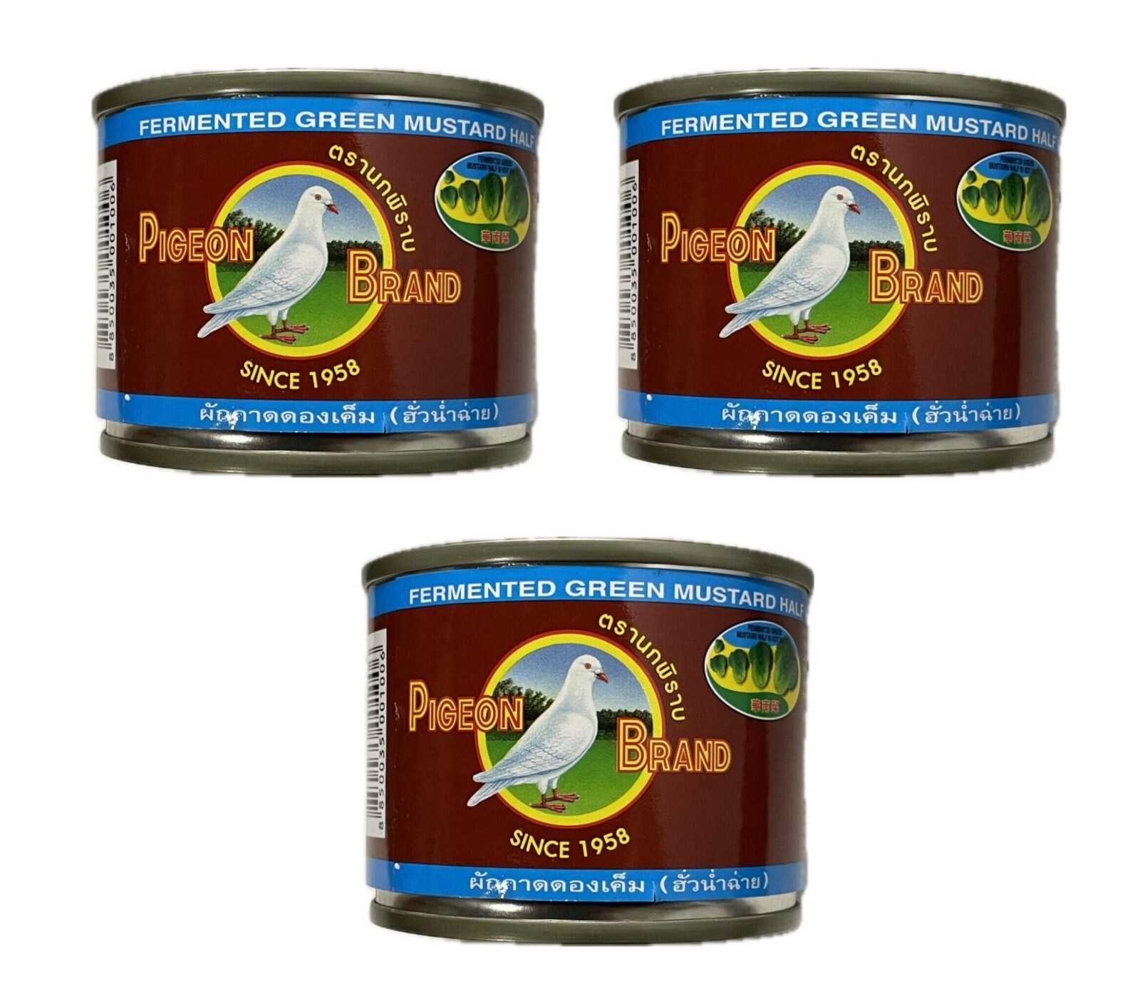 Senfkohl fermentiert gesalzen Dreierpack: 3 x 140g Pigeon Brand DOSE BRAUN