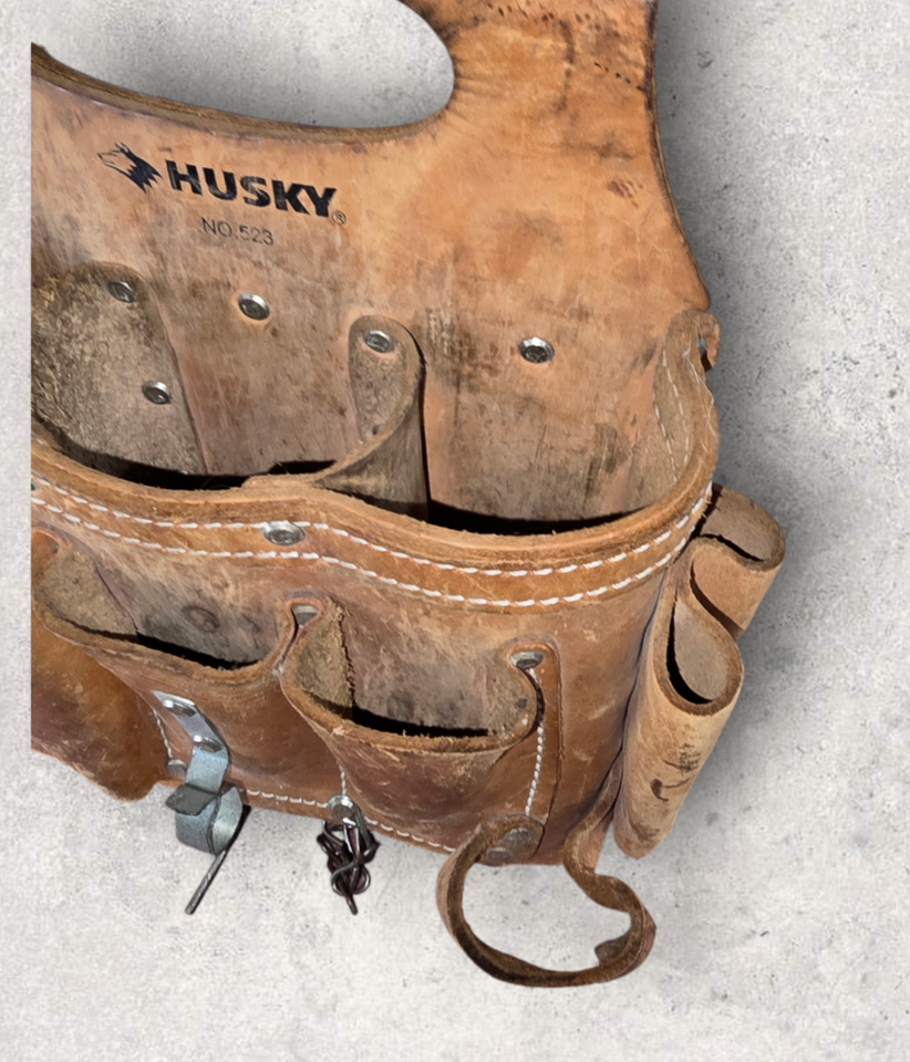 Husky Leather Tool Pouch 9 Opening Electrical Tape Holder Key Chain