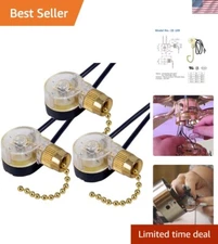 3-Pack Zing Ear Brass Pull Chain Switch for Ceiling Fans & Lights - Easy Replace