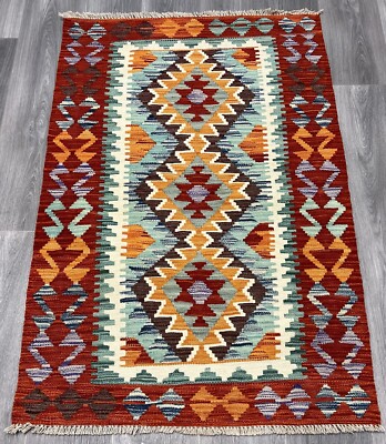 Vintage Kelim Traditionell Handgefertigt Orientalisch Wolle Kelim 4ftx3ft 130cmx87cm