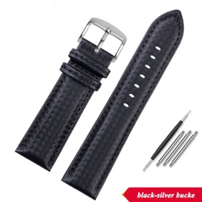 Kohlefaser Leder Uhrenarmband passend für 18 mm 20 mm 21 mm 22 mm 23 mm 24 mm...