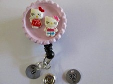 ID BADGE RETRACT REEL MAGNET OR CLIP,KITTY,ENGRAVE,MEDICAL,ER,RN,NURSE