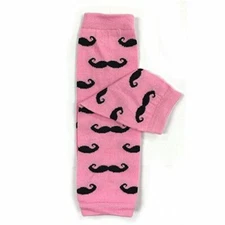 Wrapables Colorful Baby Leg Warmers, Moustache Pink and Black