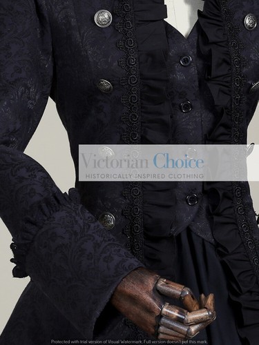 Black Victorian Steampunk Penny Dreadful Military Dress Game of Thrones Punk 176 - Picture 5 of 6