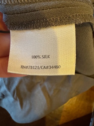 Eileen Fisher Pants Women Medium Taupe Gray Brown Silk Wide Leg High Rise Preppy - Picture 9 of 10