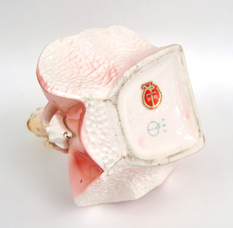 Vintage Original Rubens Japan Lady planter Vase Pink Girl Umbrella ...