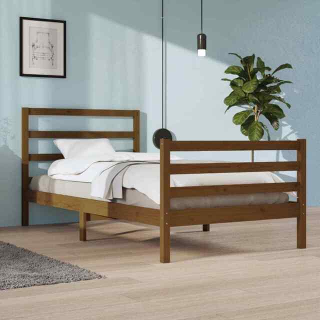 Bed Frame Honey Brown Solid Wood Pine 100x200 cm