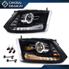 Fit For 09-12 Dodge Ram Projector LED Clear DRL Headlight w/ Bulb Harness