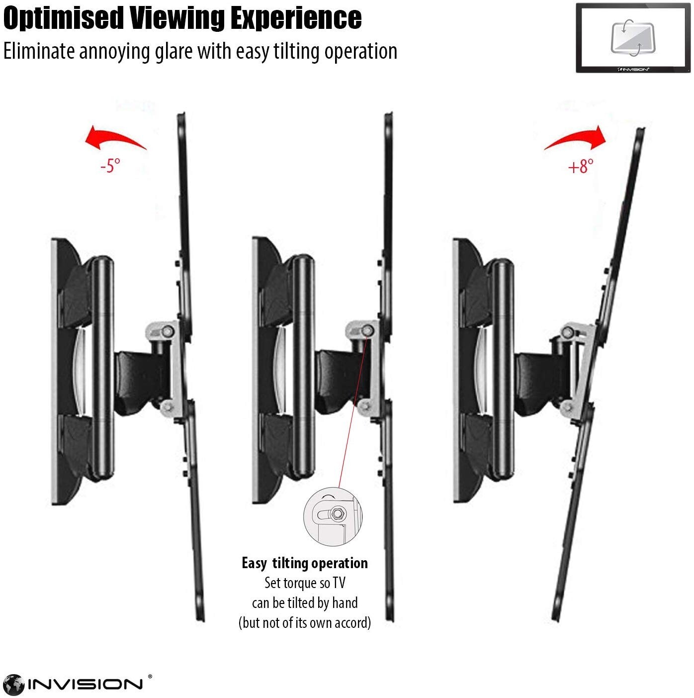 Invision 2455 Inch TV Wall Bracket Mount with Tilt & Swivel Movement