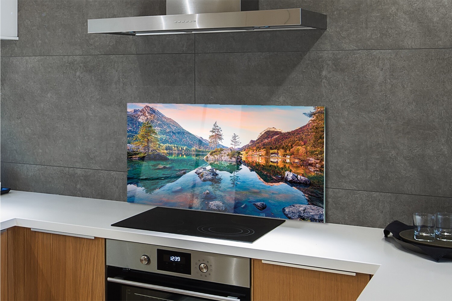 Tulup Panel de vidrio 140x70 cm protector Alemania montañas alpes otoño lago