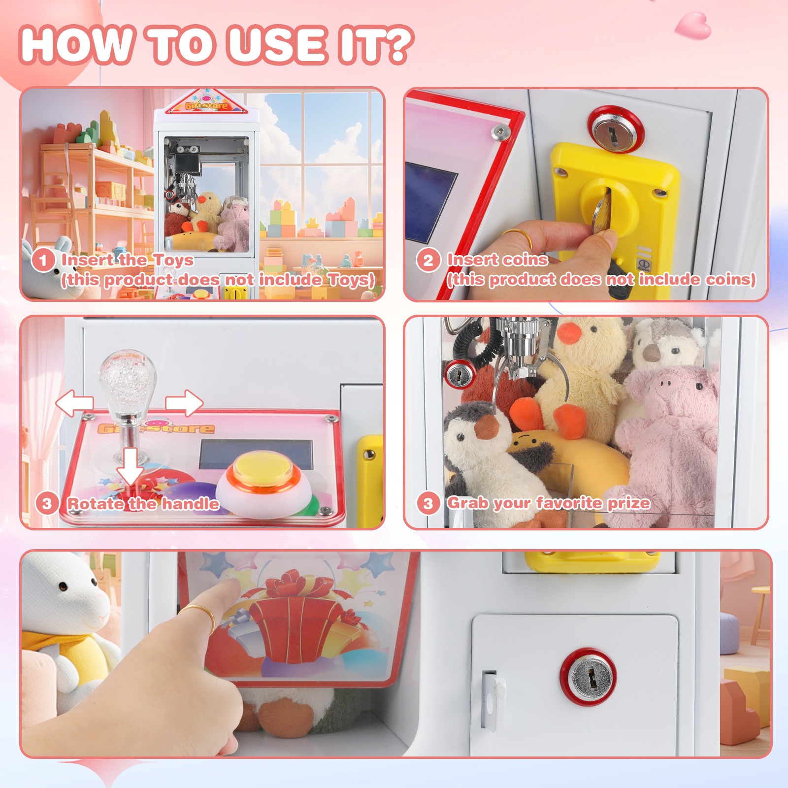 Mini Claw Crane Machine Toy Catcher Metal Body Candy Tokens Coin | Local Pick Up