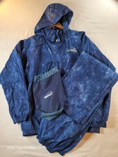 Natural Gear Poly Rain Suit Set Hunting M Pants Jacket Stuff Bag BLUE Zip Snap