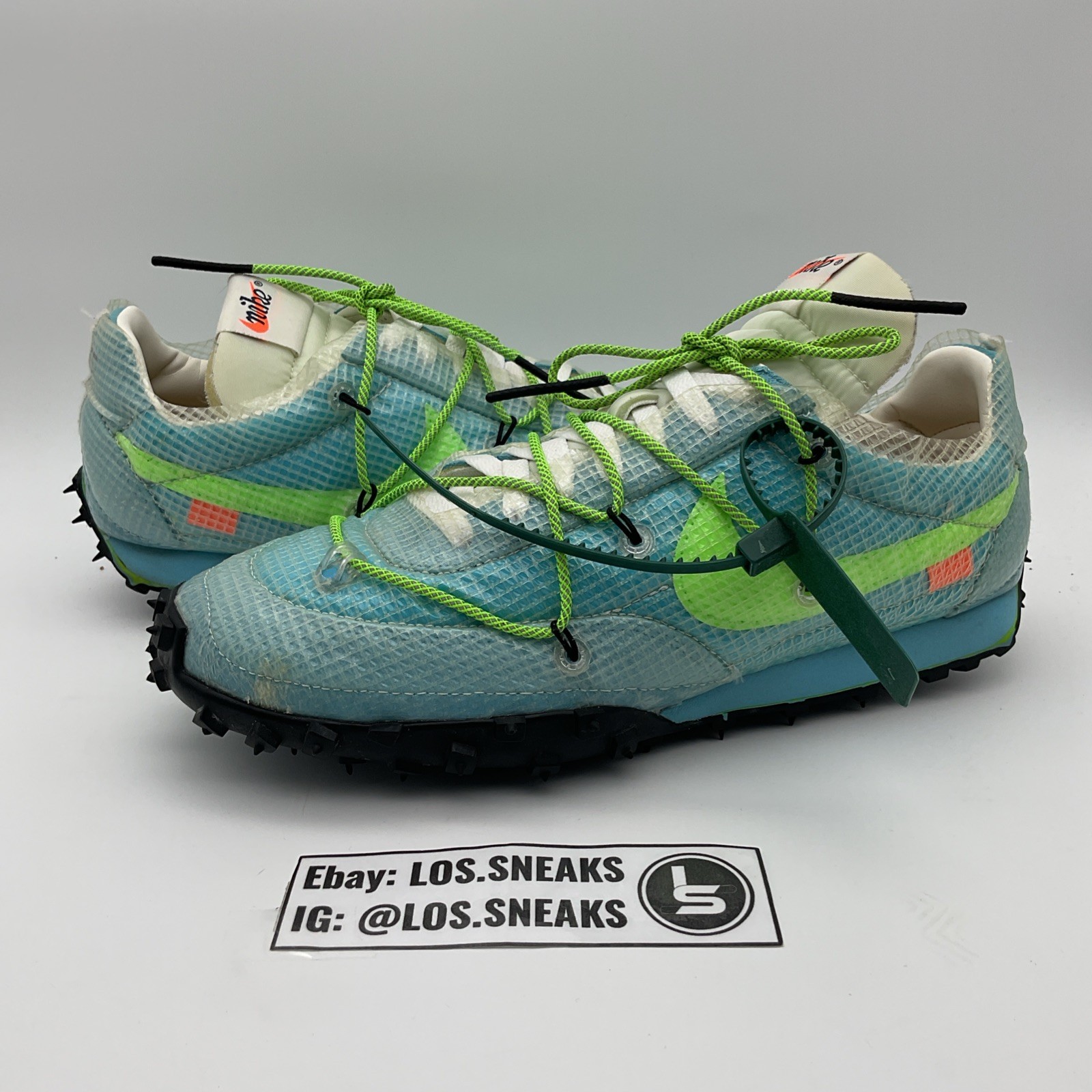 OFF WHITE X NIKE Taglia 11 5 con 10 M Nike Off White x Waffle Racer Vivid Sky (CD8180 400)
