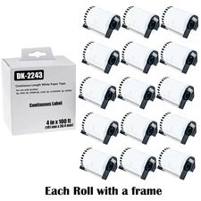 15Rolls Continuous Paper Tape DK-2243 Labels 4"x100' for Brother QL-1110NWB 1050