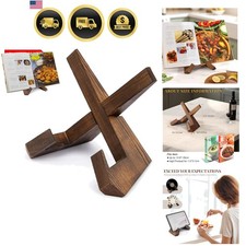 Cookbook Stand Kitchen Recipe Book Holder Wooden Rustic Countertop Decor