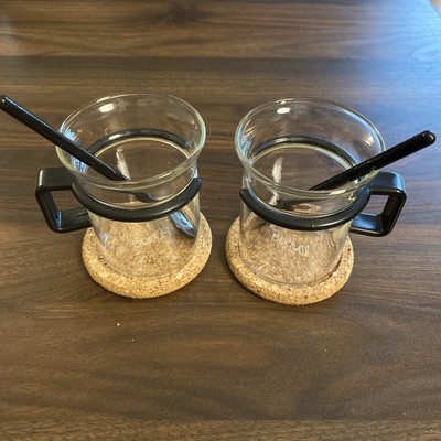 Bodum Bistro Coffee/Espresso Tea Mugs Cups, Picard Star Trek TNG, Spoons