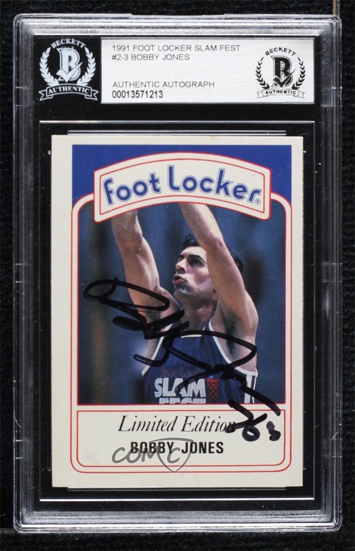 Bobby Jones Philadelphia 76ers BAS 1991 Foot Locker Slam Fest Series 2 #3 BGS Authentic Auto HOF 