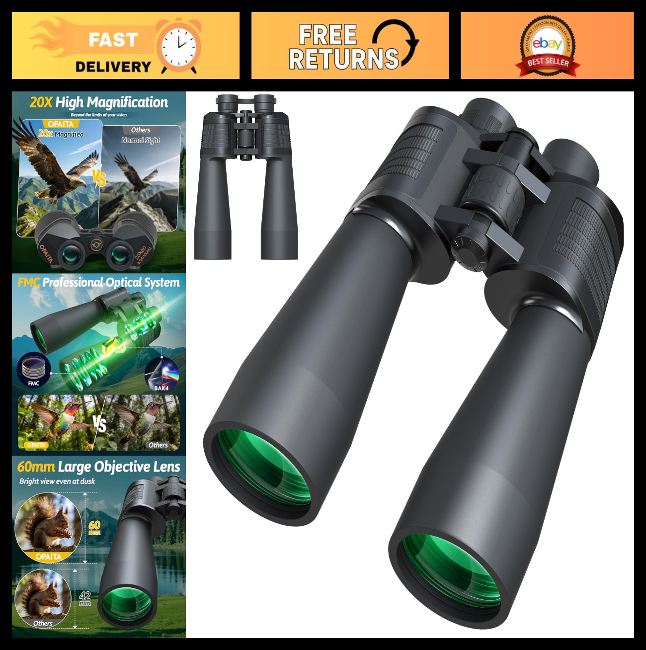 Бинокли и монокуляры High-Powered 20x60 Binoculars