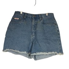 BILL BLASS - WOMEN'S10 - BLUE DENIM 5 POCKET CUT-OFF JEAN MOM SHORTS 90's y2k