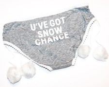 Victoria's Secret Pink Vintage Panties Panty Small U've Got Snow Chance Pom Pom