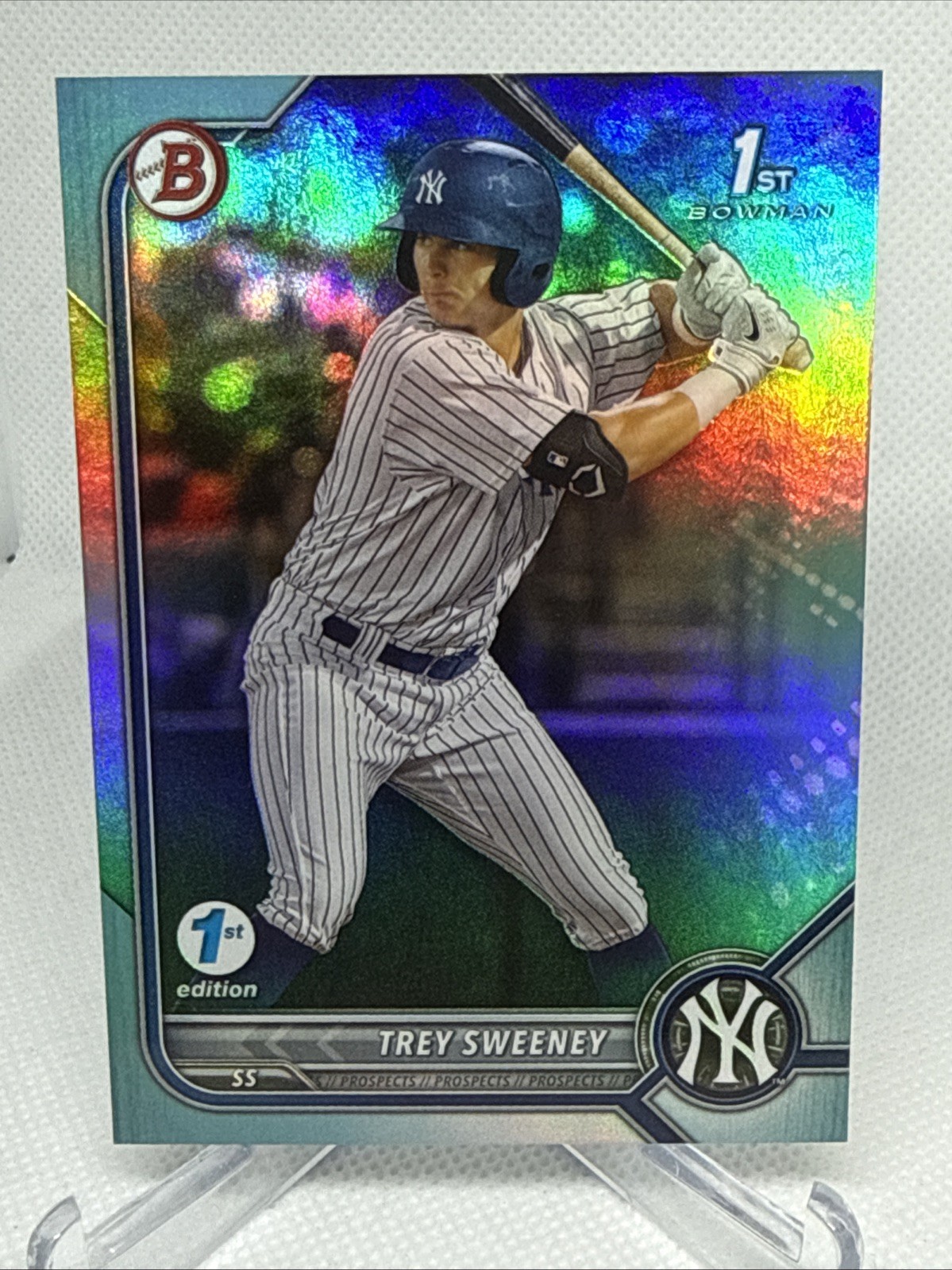 Trey Sweeney 2022 Bowman 1st Edition, 1st Bowman Sky Blue Foil #BPPF-137