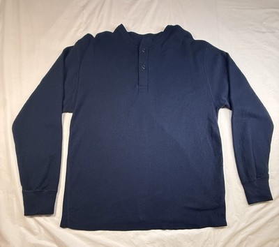 L.L. Bean Two Layer River Driver Henley Shirt Men's Large Blue Outdoor New
