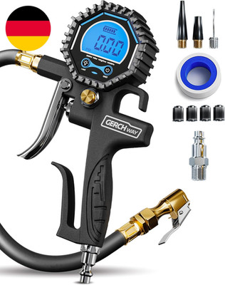 GERCHWAY Digitaler Reifenfüller Mit Manometer   Hochpräziser Druckluft-Reifendru