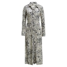 Julia Jordan Chic Minimalist Ivory Black Paisley velvet Ruched Midi Shirtdress