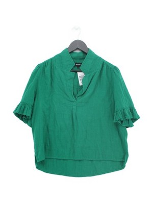 ME+EM Damen Top UK 12 Grün 100% Baumwolle Kurzarm V-Ausschnitt Basic