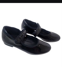 Girls Freestyle by Danskin Patent Black Tap Dance Shoes Easy Strap Sz 11