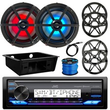 JVC Marine Stereo Receiver, 2x 6.5" Speaker, 4x Grilles, Dash Kit, Antenna, Wire