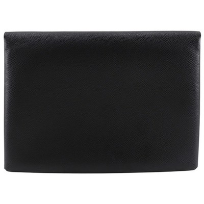 Hermes Calvi GM Clutch Black / Green 2018 with Box Unisex Bag #NB1680