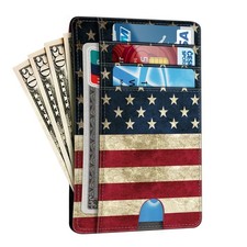 RFID Blocking Credit Card Holder with ID Window Slim Minimalist Wallet Card Case