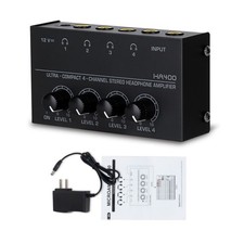 4 Channels 12V Black Mini Stereo Headphone Ultra-Compact Audio Amplifier