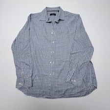Hart Schaffner Marx Mens Blue White Houndstooth Cotton Button Down Shirt XL